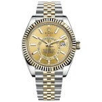 Rolex Sky Dweller Yellow Gold Champagne Dial 42MM Bezel Two Tone Jubilee Men's Watch 326933