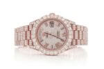 ROLEX DAYDATE 40MM ROSE GOLD AUTOMATIC STAINLESS STEEL WATCH FULL ICED MOISSANITE 24.00CT