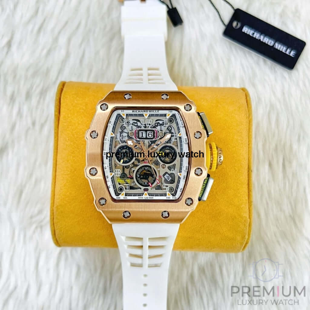 Richard Mille watch white RM11 03 Men Automatic Rose Gold Transparent