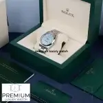 Rolex Oyster Perpetual 36MM Blue Turquoise Index Dial & Smooth Domed Bezel Oyster Bracelet Watch 126000