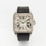 cartier santos black leather strap