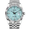 rolex date just 41 blue dial fluted bezel jubilee bracelet