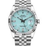 rolex date just 41 blue dial fluted bezel jubilee bracelet