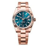 rolex rose gold blue index dial